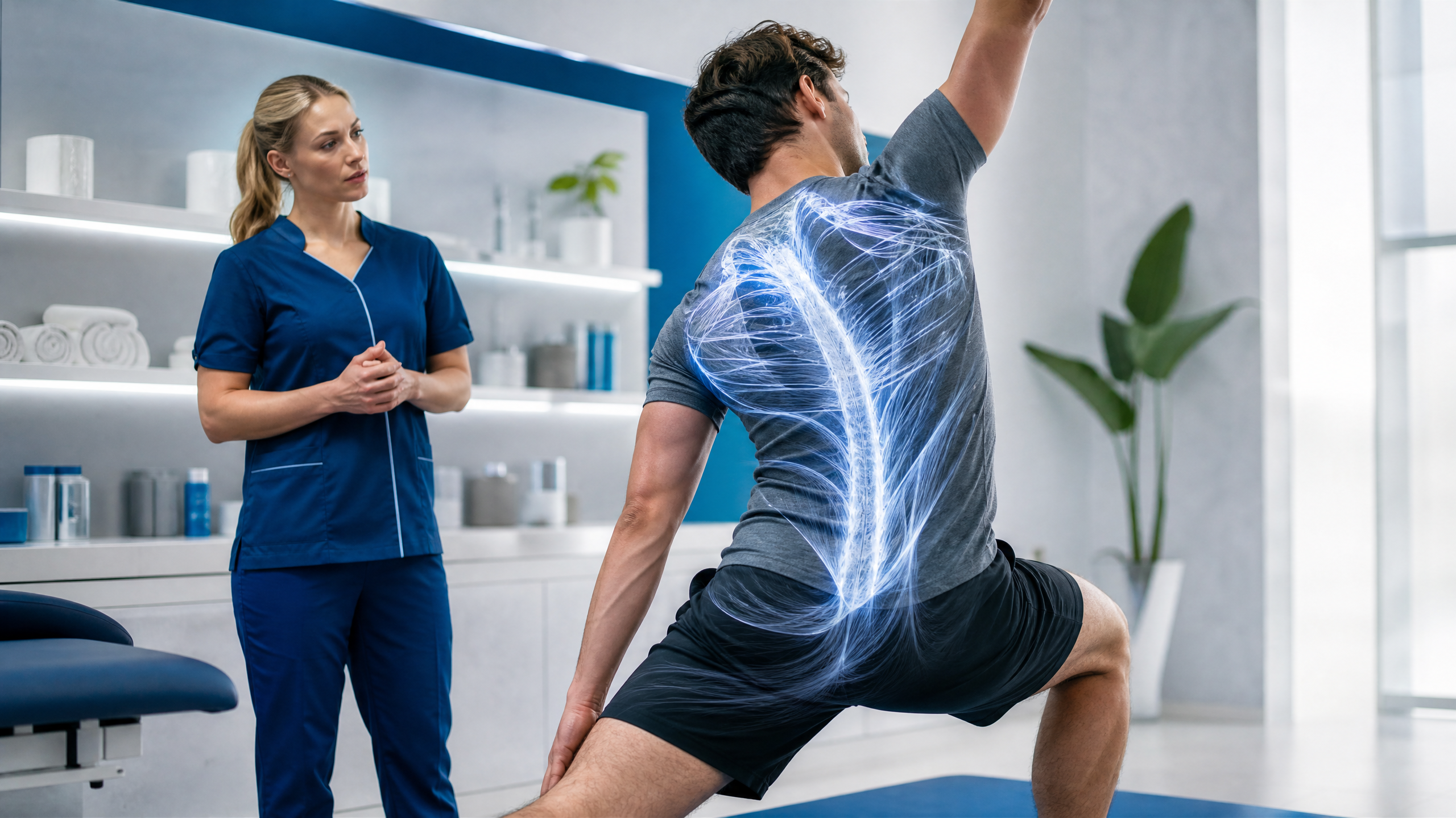Clinical movement retest illustrating range-of-motion and biomechanics assessment