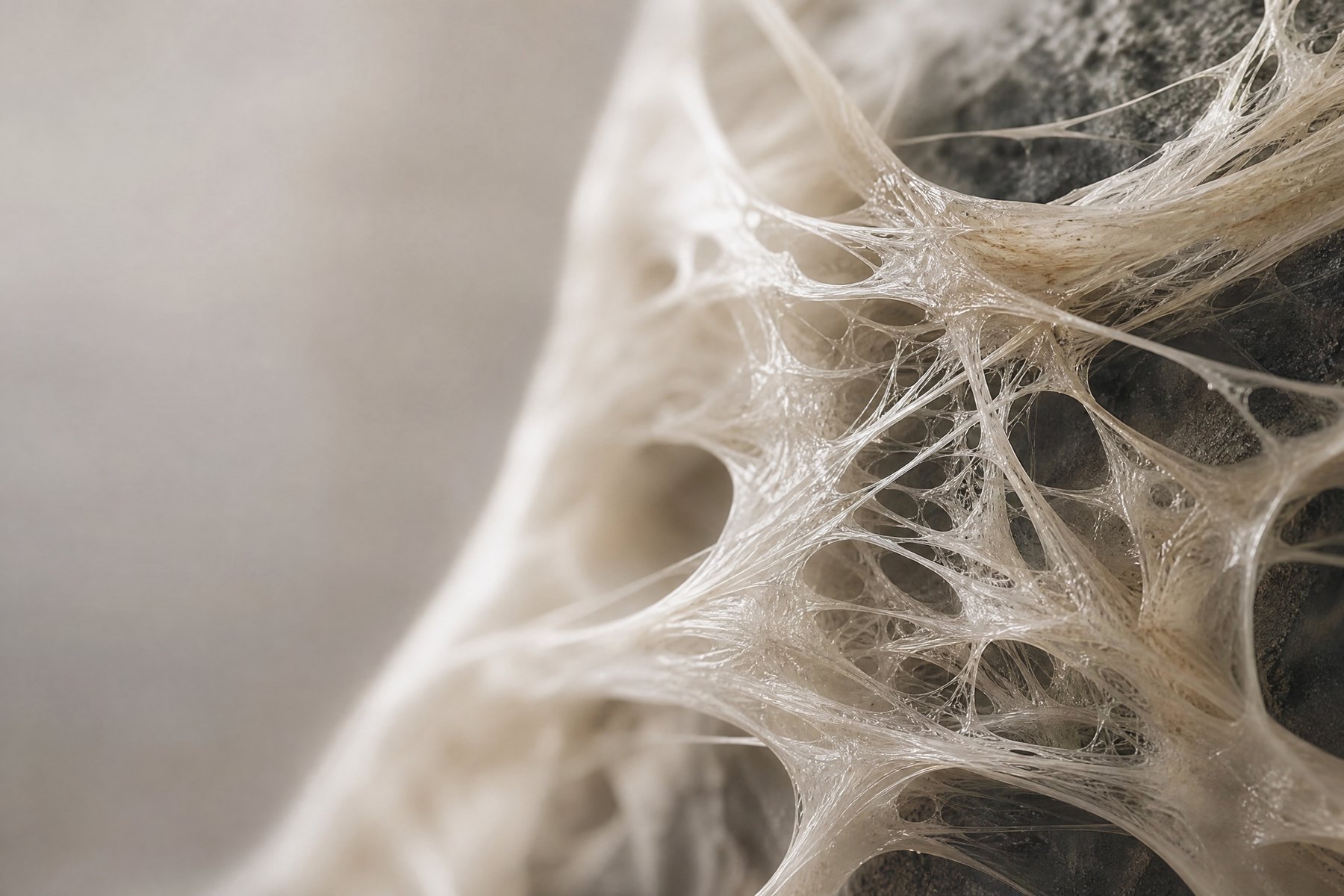 Conceptual close-up visual of an interconnected fibre network.